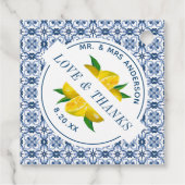 Italiaans Blauwe Tegel Citroen bruiloft gunst Bedankjes Labels (Achterkant)