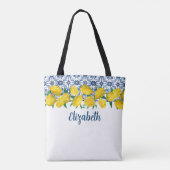 Italiaans Blauwe Tegel Lemon Boho Bruidsmeisje Bru Tote Bag (Achterkant)