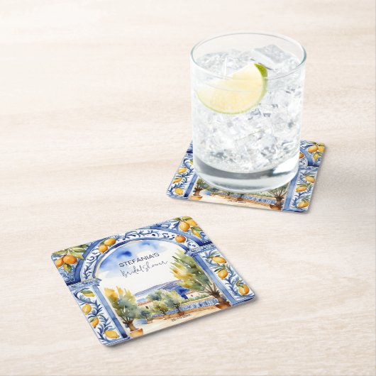 Italiaans Blauwe tegels boogcitroenen vrijgezellen Kartonnen Onderzetters (Insitu)