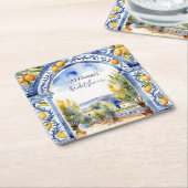 Italiaans Blauwe tegels boogcitroenen vrijgezellen Kartonnen Onderzetters (Schuin)