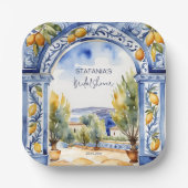 Italiaans Blauwe tegels boogcitroenen vrijgezellen Papieren Bordje (Voorkant)