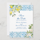 Italiaans Blauwe Tegels en citroen Save The Date K (Voorkant)