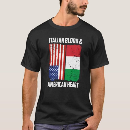 Italiaans Bloed & Amerikaans Hart Italiaans Roots  T-shirt (Voorkant)