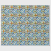 Italiaans Bloemblauw tegels Citrus Cadeaupapier (Vlak)