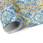 Italiaans Bloemblauw tegels Citrus Cadeaupapier (Rol Hoek)