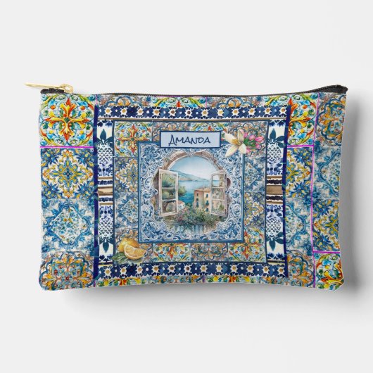 Italiaans Bloemblauw tegels Citrus Monogram D Etui (Voorkant)