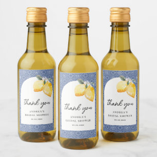 Italiaans Bloemen & Blauwe Tegel Vrijgezellenfeest Wijn Etiket