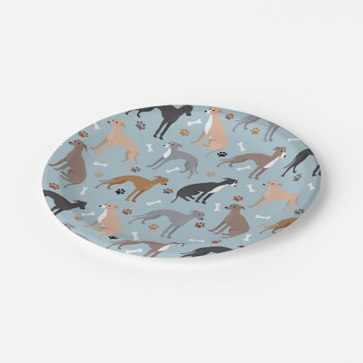 Italiaans Bot van Greyhound Dog en Bord van poespa (Gekanteld)