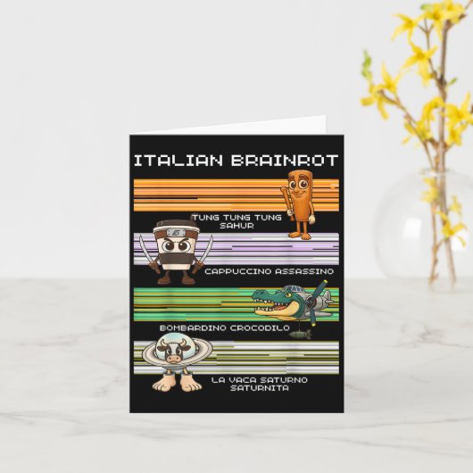 Italiaans Brainrot Meme Grappig Compilatie Karakte Kaart (Gele Bloem)