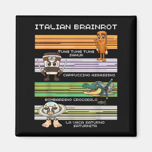 Italiaans Brainrot Meme Grappig Compilatie Karakte Magneet (Voorkant)