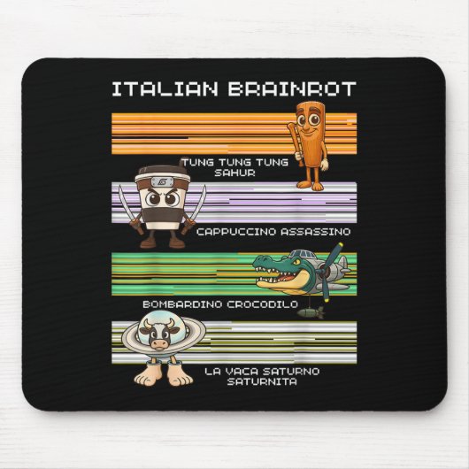 Italiaans Brainrot Meme Grappig Compilatie Karakte Muismat (Voorkant)