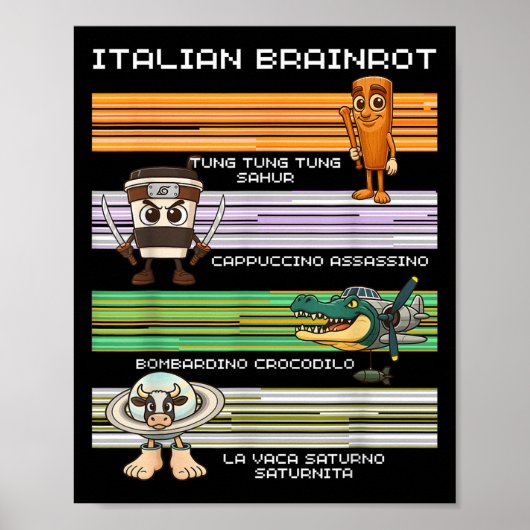 Italiaans Brainrot Meme Grappig Compilatie Karakte Poster (Voorkant)