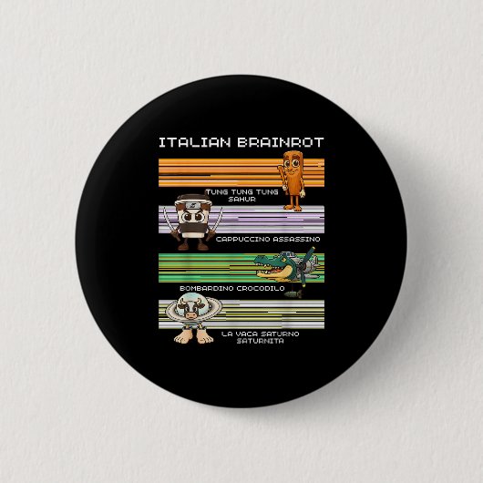 Italiaans Brainrot Meme Grappig Compilatie Karakte Ronde Button 5,7 Cm (Voorkant)