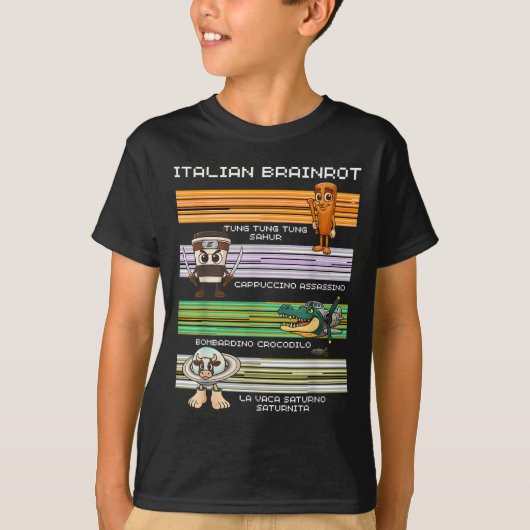 Italiaans Brainrot Meme Grappig Compilatie Karakte T-shirt (Voorkant)