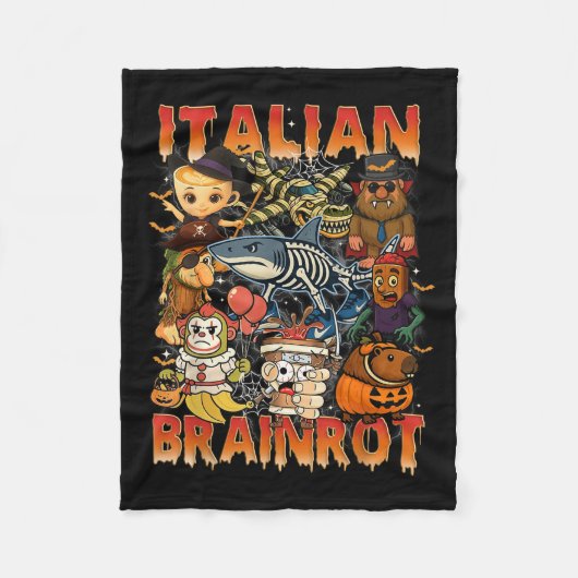 Italiaans Brainrot Meme Italiaans Brainrot Hallowe Fleece Deken (Voorkant)