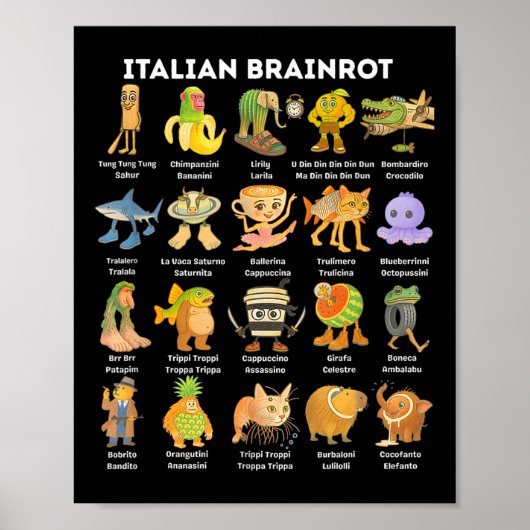 Italiaans Brainrot meme voor kinderen Jongen Manne Poster (Voorkant)