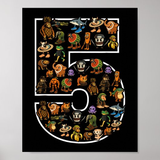 Italiaans Brainrot Verjaardag 5 Leeftijd Meme 5e K Poster (Voorkant)