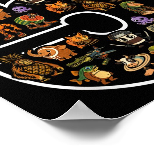 Italiaans Brainrot Verjaardag 5 Leeftijd Meme 5e K Poster (Hoek)