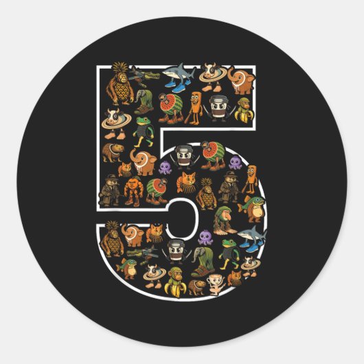 Italiaans Brainrot Verjaardag 5 Leeftijd Meme 5e K Ronde Sticker (Voorkant)