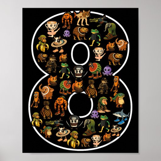 Italiaans Brainrot Verjaardag 8 Leeftijd Meme 8e K Poster (Voorkant)