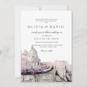 Italiaans Bruiloft Aquarel Venetië Elegant Modern Kaart (Voorkant)