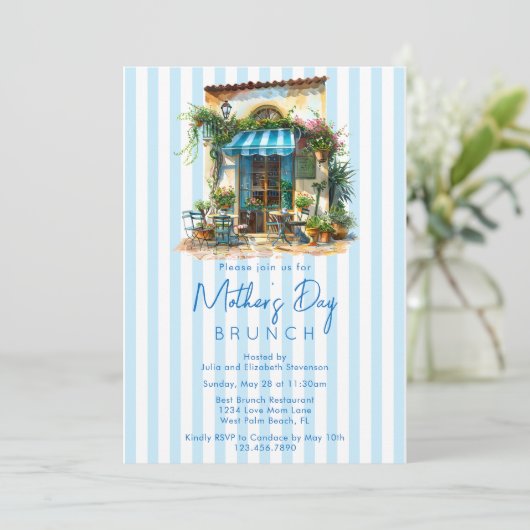 Italiaans café La Dolce Vita Moederdag Brunch Kaart (Staand voorkant)