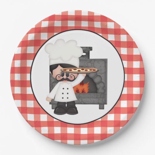 Italiaans chef Baking Pizza party paper bord (Voorkant)