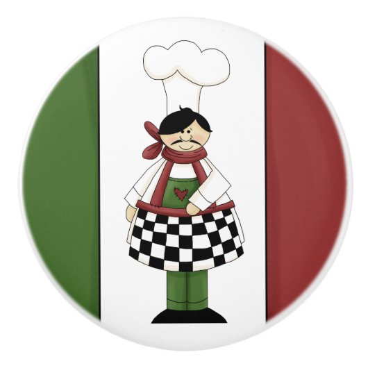 Italiaans Chef cartoon keramische knop (Voorkant)