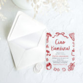 Italiaans Ciao Bambina meisje grillig Baby shower Acryl Uitnodigingen