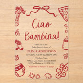 Italiaans Ciao Bambina meisje grillig Baby shower Acryl Uitnodigingen (Voorkant)