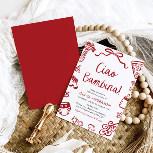 Italiaans Ciao Bambina meisje grillig Baby shower Kaart