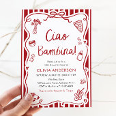 Italiaans Ciao Bambina meisje grillig Baby shower Kaart