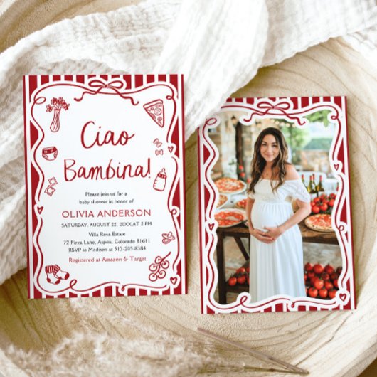Italiaans Ciao Bambina meisje grillig Baby shower Kaart