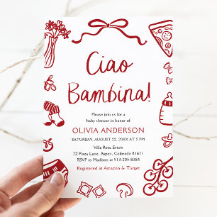 Italiaans Ciao Bambina Meisje Whimsical Baby Showe Kaart