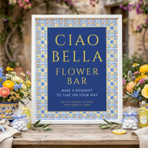 Italiaans Ciao Bella Blauwe Bloem Bar Bruiloftsfee
