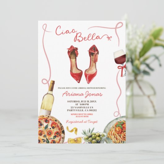 Italiaans Ciao Bella Vrijgezellenfeest Kaart (Staand voorkant)