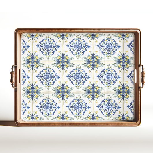 Italiaans Citroen Bloemen Tegel Blauw en Wit Decou Tissuepapier