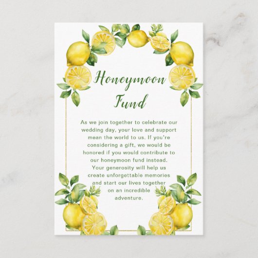 Italiaans citroen groen Lijst bruiloft Informatiekaartje (Voorkant)