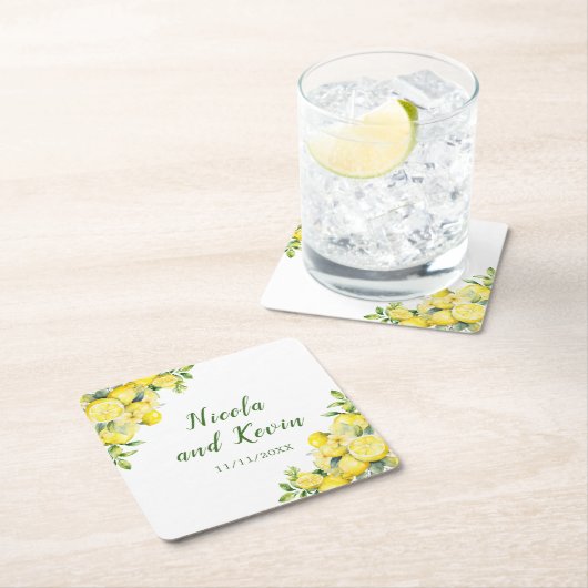 Italiaans citroen groen Lijst bruiloft Kartonnen Onderzetters (Insitu)