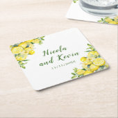 Italiaans citroen groen Lijst bruiloft Kartonnen Onderzetters (Schuin)