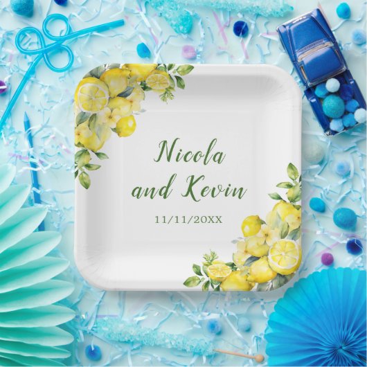 Italiaans citroen groen Lijst bruiloft Papieren Bordje (Feest)