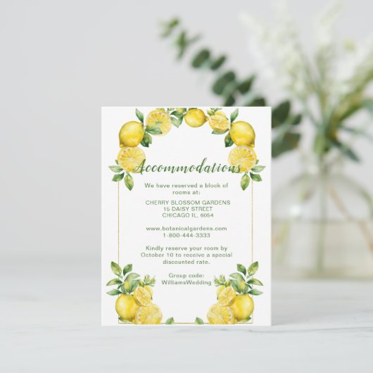 Italiaans citroen Lijst bruiloft accommodaties Informatiekaartje (Staand voorkant)