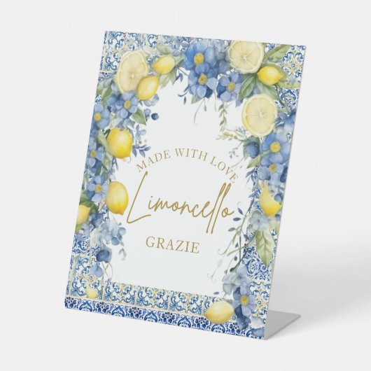 Italiaans Citroen Tegels Italië Vrijgezellenfeest  Reclamebord Met Voetstuk (Voorkant)