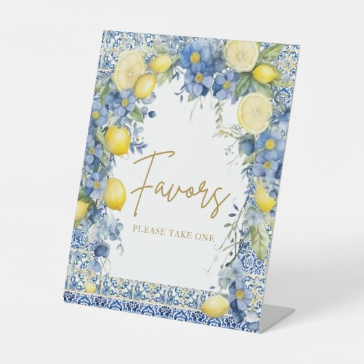 Italiaans Citroen Tegels Vrijgezellenfeest Favors Reclamebord Met Voetstuk (Voorkant)