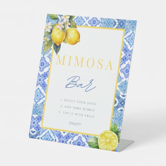 Italiaans Citroen Vrijgezellenfeest Mimosa Sign Po Reclamebord Met Voetstuk (Voorkant)