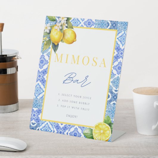 Italiaans Citroen Vrijgezellenfeest Mimosa Sign Po Reclamebord Met Voetstuk (Insitu)