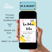 Italiaans Citroen Vrijgezellenfeest Roze Dolce Vit Kaart