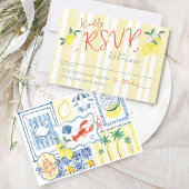 Italiaans citroenblauw dat is nog een handgetekend RSVP kaartje