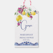 Italiaans citroenen bougainvillea vrijgezellenfees cadeaulabel (Voorkant)