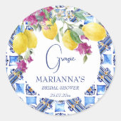 Italiaans citroenen bougainvillea vrijgezellenfees ronde sticker (Voorkant)